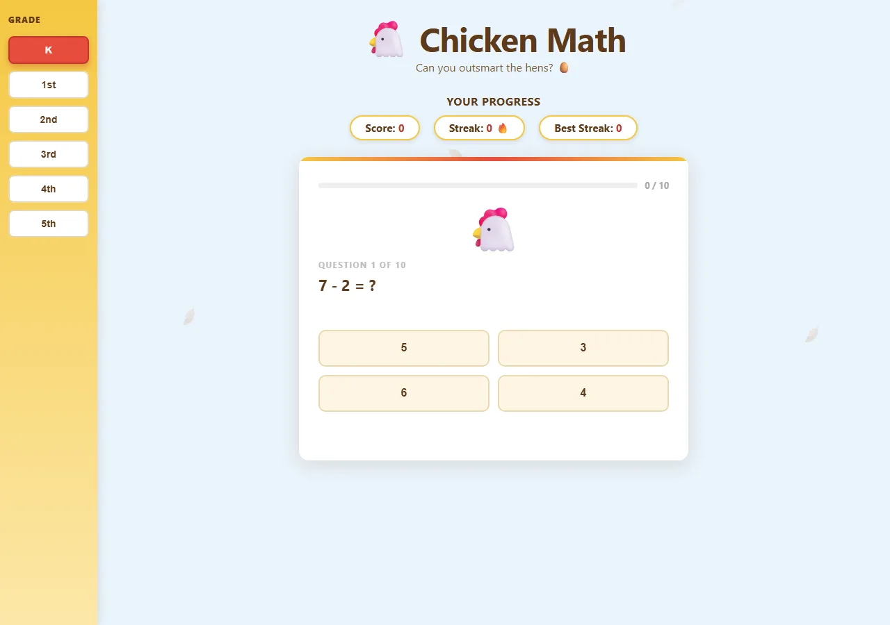 Screenshot of Chicken Math